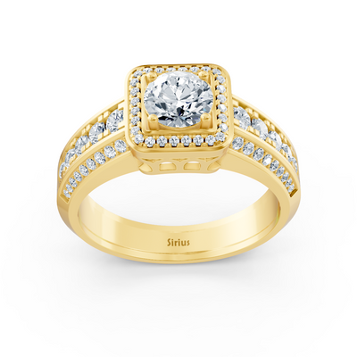 1.41 Karat Prinzessschliff Diamantring aus 14 Karat Gelbgold