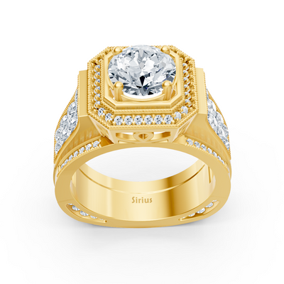 Birgie Sirius yellow gold Passion Halo round-cut diamond ring