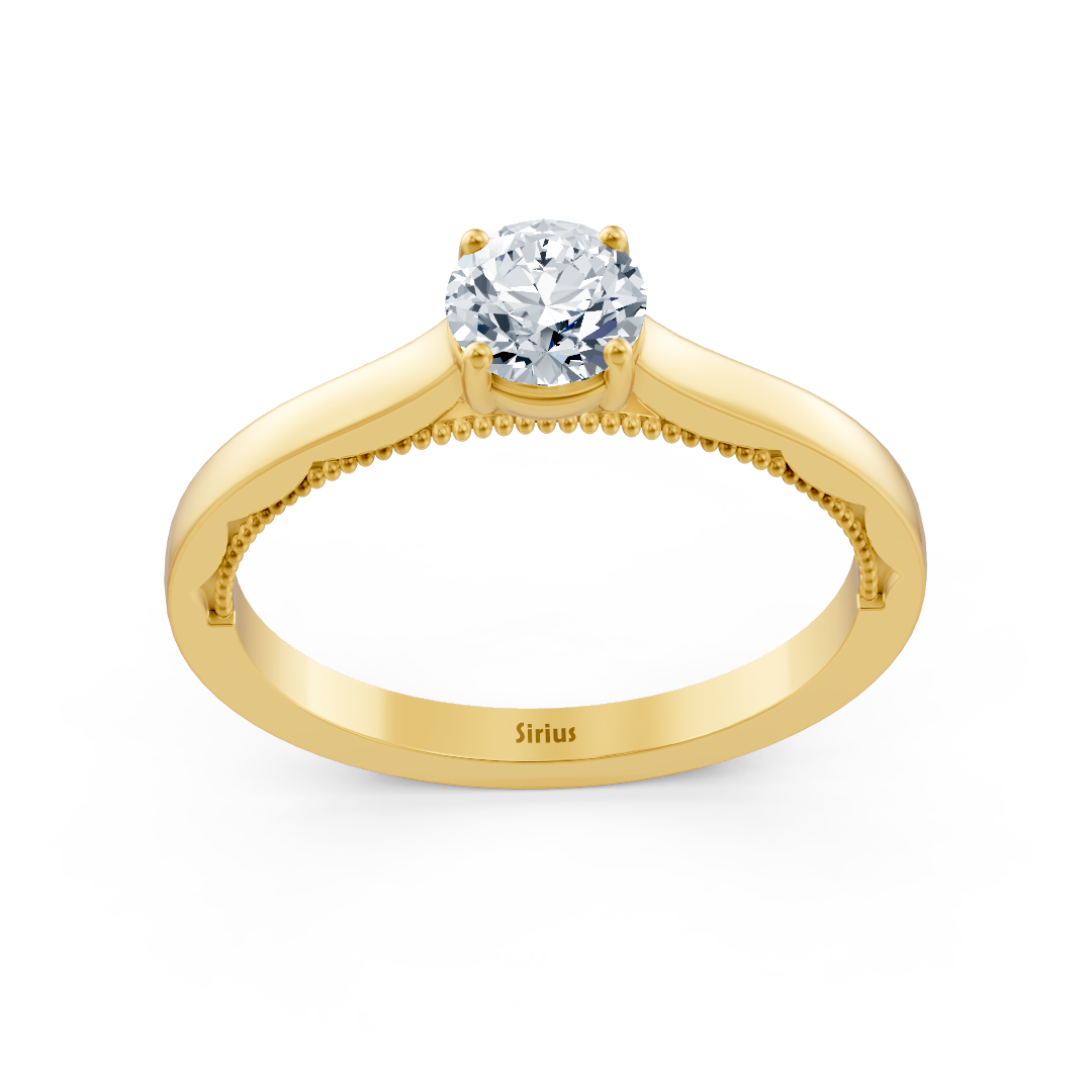 Birgie Sirius yellow gold solitaire round cut diamond ring