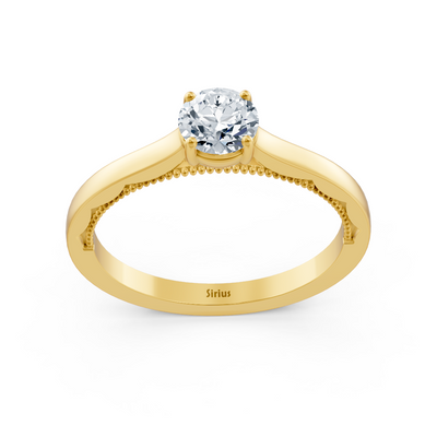 Birgie Sirius yellow gold solitaire round cut diamond ring