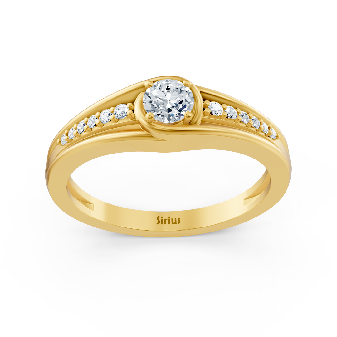 0.30 Karat Diamant Akzentring in Gelbgold mit Seitendiamanten