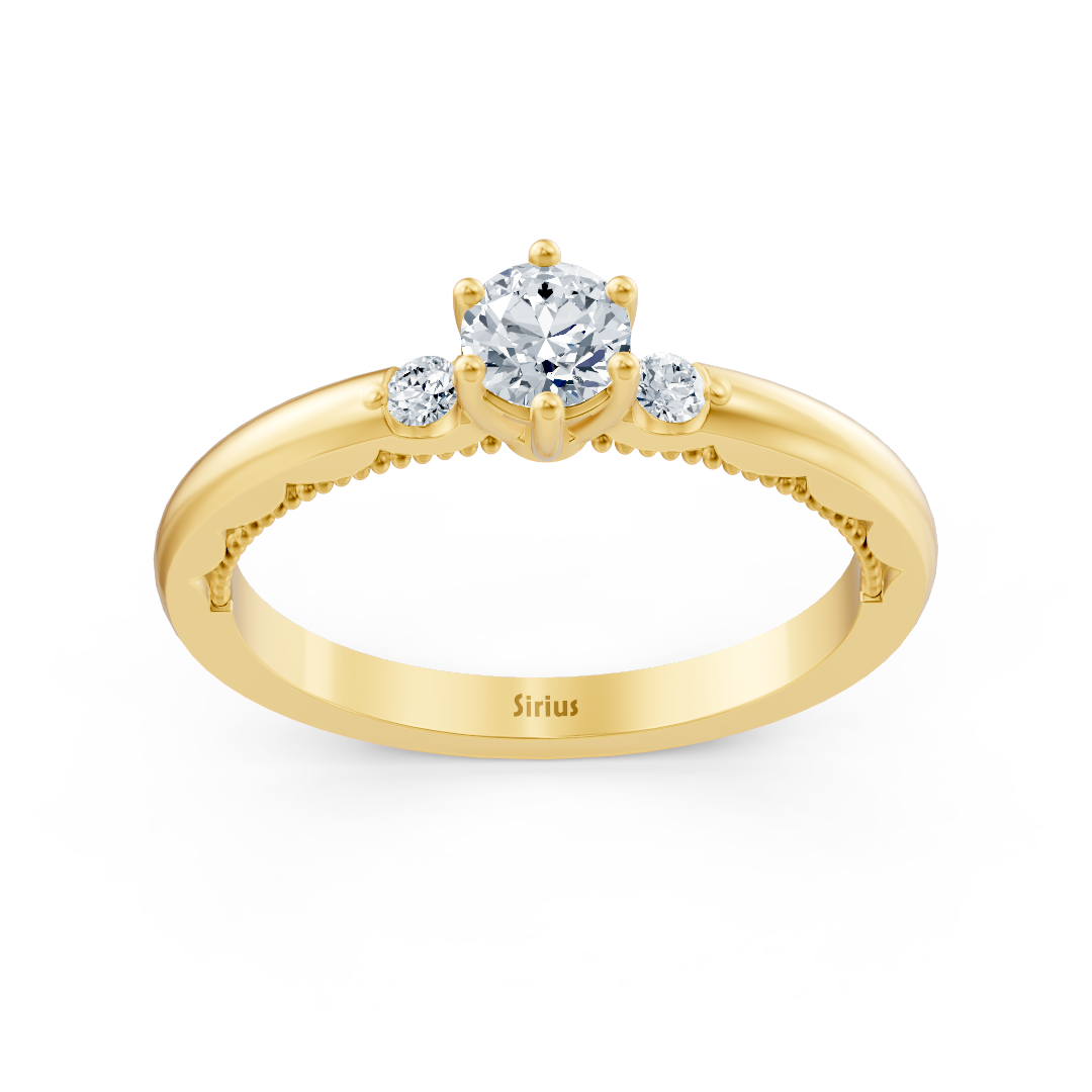 0.25 Karat Solitär Diamant Akzentring in Gelbgold