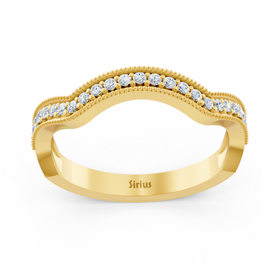 0.19 Karat Diamant Geschwungener Ehering in Gelbgold