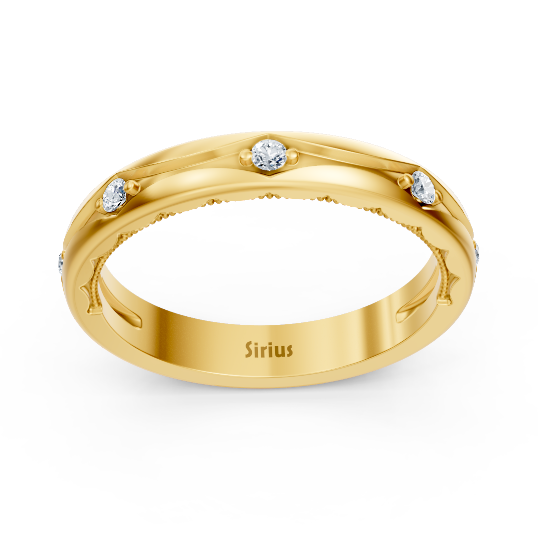 0.09 carat diamond stacking ring in yellow gold
