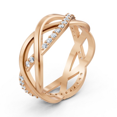 Rosegold Diamantring mit Überkreuztem Design