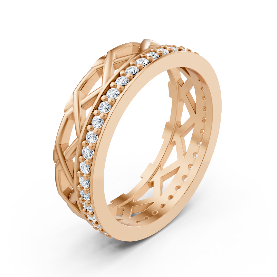 Exclusive diamond ring made of 14K rose gold with round diamonds