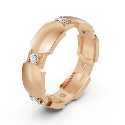 Roségold-Ring mit 6 rund geschliffenen Labordiamanten