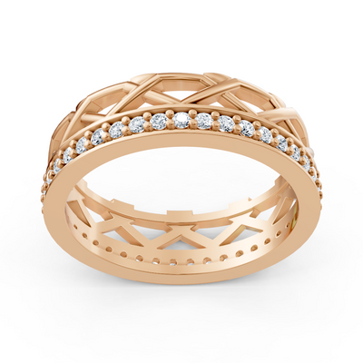 Exclusive diamond ring made of 14K rose gold with round diamonds