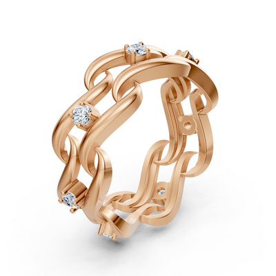 Exclusive 14K rose gold diamond ring with round-cut diamonds