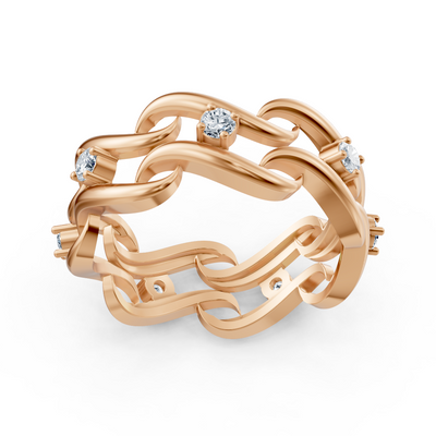 Exclusive 14K rose gold diamond ring with round-cut diamonds
