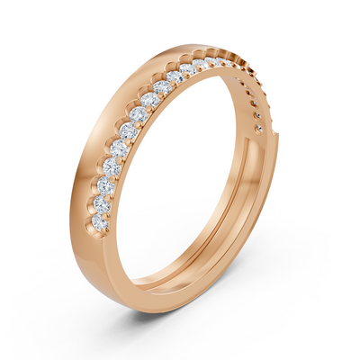 Elegant half-eternity ring with diamonds in 14K rose gold