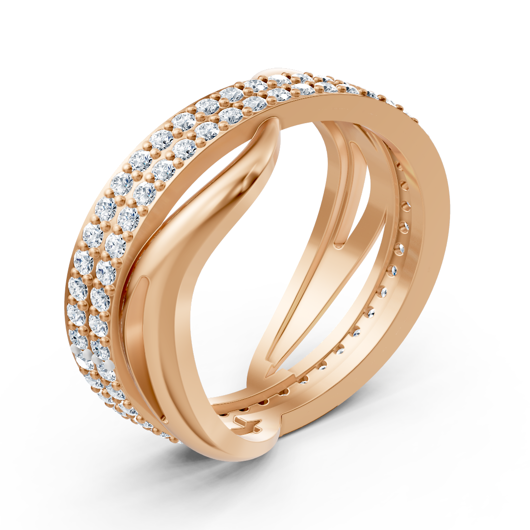 Birgie diamond ring in 14K rose gold – 0.90 ct, pavé setting