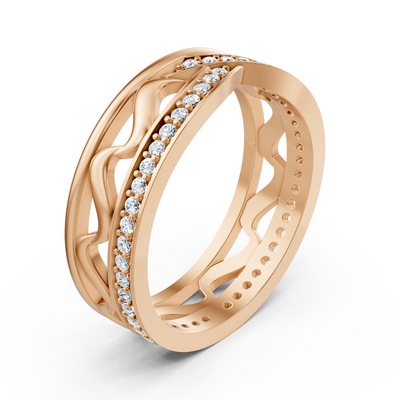 Rosegoldener Diamantring mit filigranem Wellenmuster