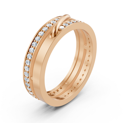 Rosegold Diamantring mit Pavé-Fassung und geschwungenem Akzent