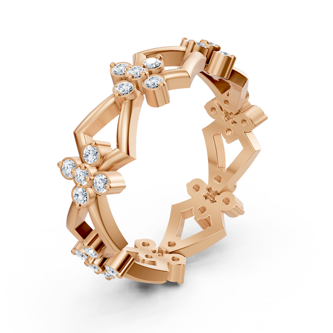 Birgie diamond ring in 14K rose gold with round brilliant-cut diamonds