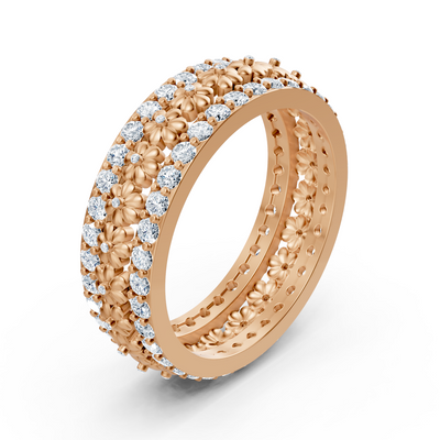 Exquisiter Blumen-Diamantring aus 14K Rosegold