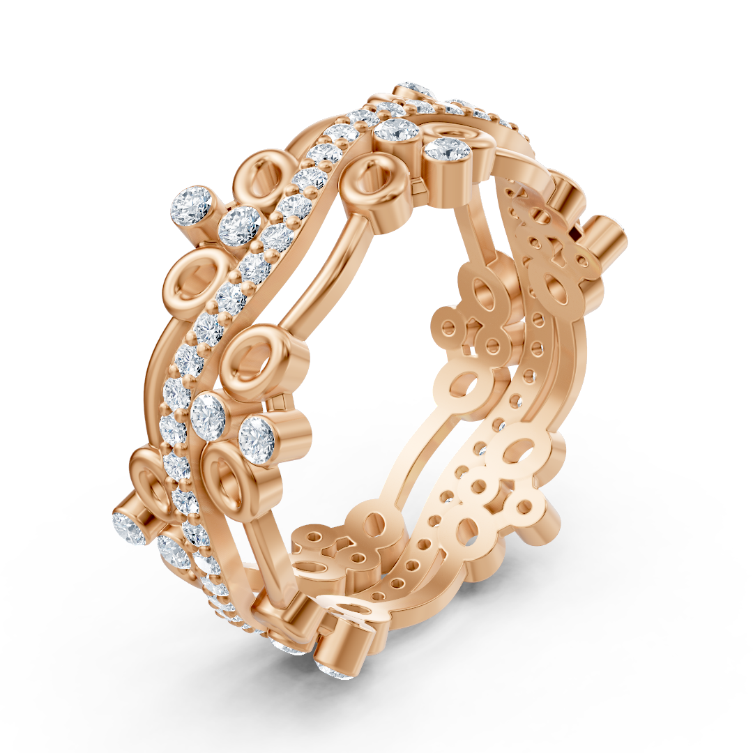 Verspielter Kreis Diamantring - 14K Rosegold, ca. 0.51 Karat