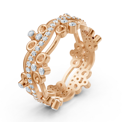 Verspielter Kreis Diamantring - 14K Rosegold, ca. 0.51 Karat