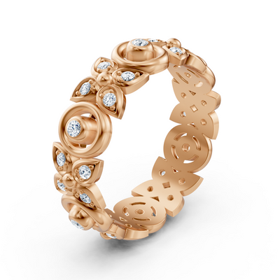 Rosegoldener Diamantring mit floralem Design