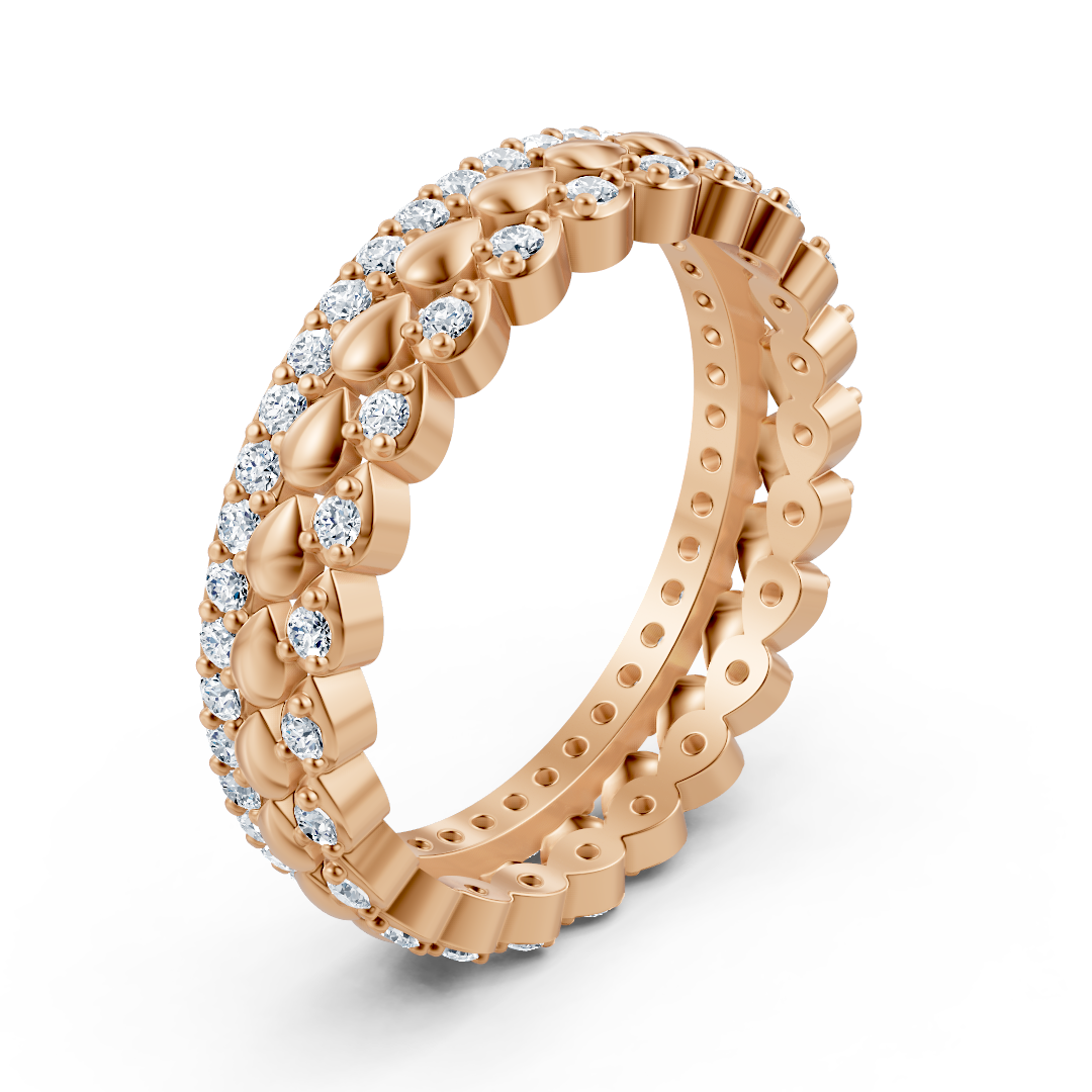 14 Karat Rosegold Diamant Mehrreihiger Ring - Zarter Blütenkranz für Ihre Hand