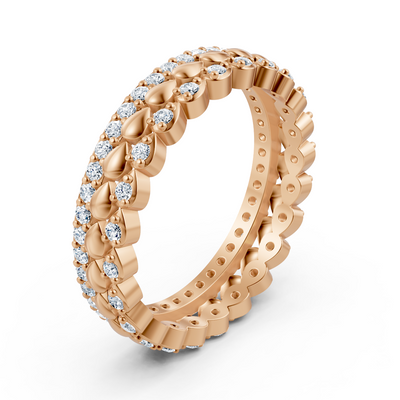 14 Karat Rosegold Diamant Mehrreihiger Ring - Zarter Blütenkranz für Ihre Hand