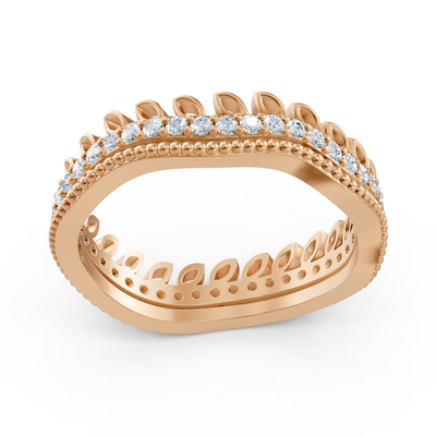 14 Karat Rosegold Diamant Kranzring - Filigraner Damenring mit Brillanten