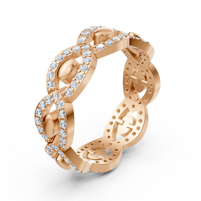 Rosegoldener Diamantring mit verschlungenem Design
