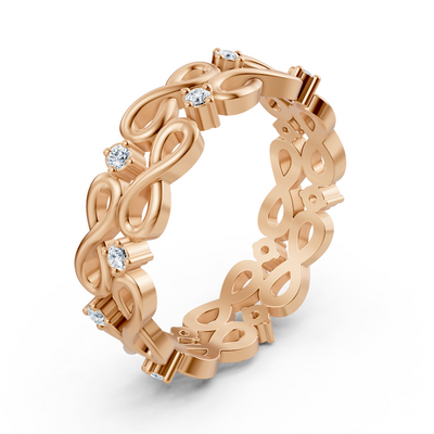 Rose gold diamond ring with infinity design