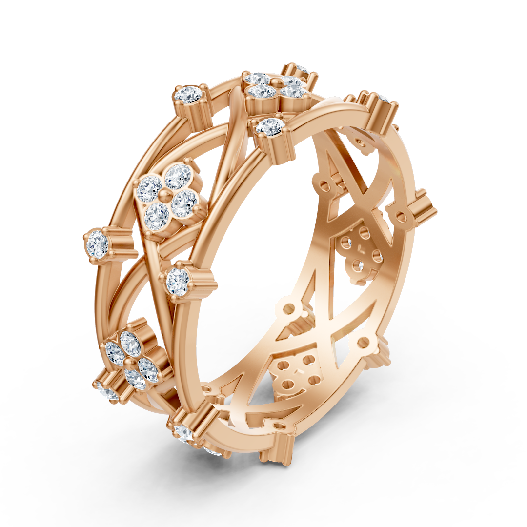 Rosegoldener Diamantring mit floralem Design