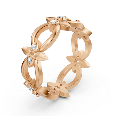 Rose gold diamond ring with petal design