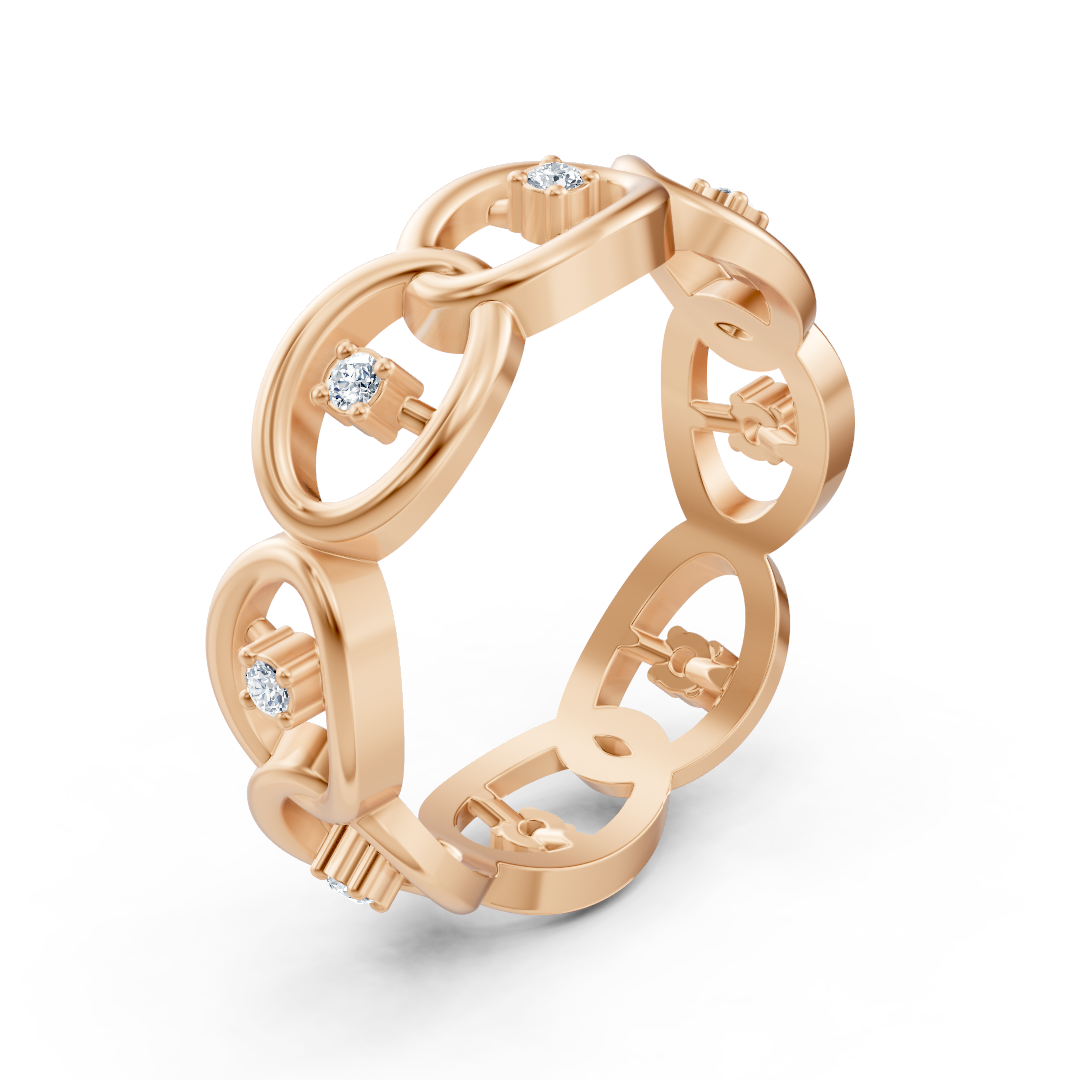 Rosegoldener Diamantring mit Kettenglieddesign