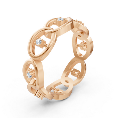 Rosegoldener Diamantring mit Kettenglieddesign