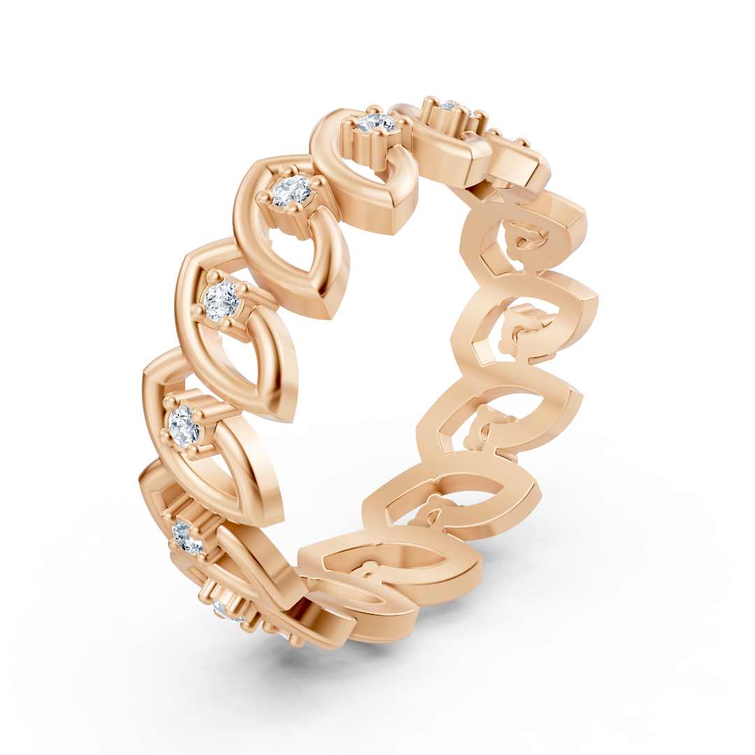 Elegant rose gold ring with round-cut diamonds – delicate design