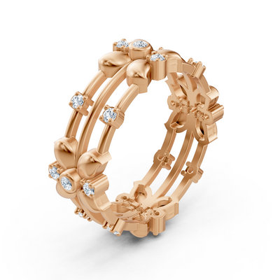 14 Karat Rosegold Pırlanta Floral Ring "Blütenkranz