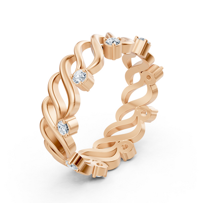 14 Karat Rosegold Diamant Bandring "Welle der Anmut