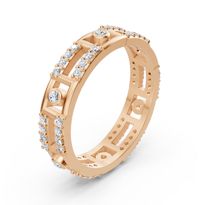 14 Karat Rosegold Diamant Geo Ring "Linienkunst"
