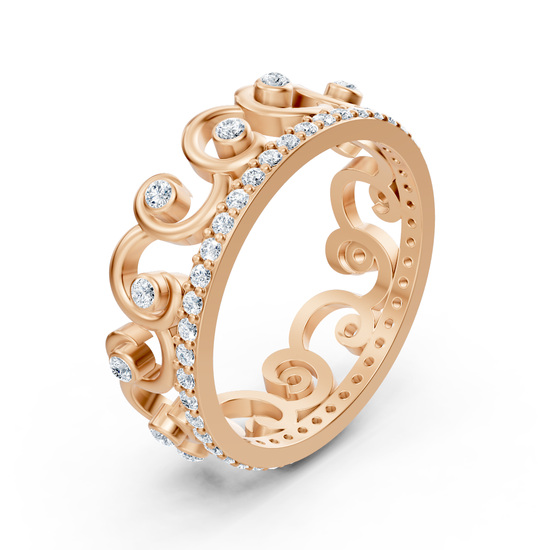 14 Karat Rosegold Diamant Prinzessinnen Krone Ring "Königliche Grazie"