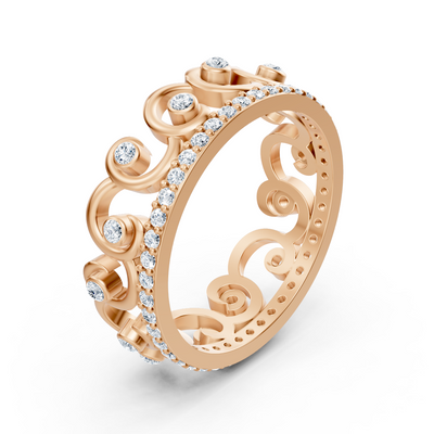 14 Karat Rosegold Diamant Prinzessinnen Krone Ring "Königliche Grazie"