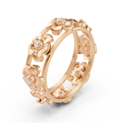 14 Karat Rosegold Diamant Blütenversprechen Ring