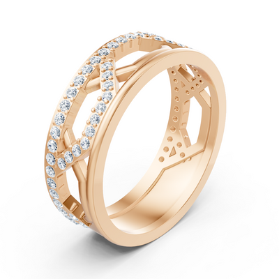 Rosegold-Ring mit Runddiamanten im Prong-Design