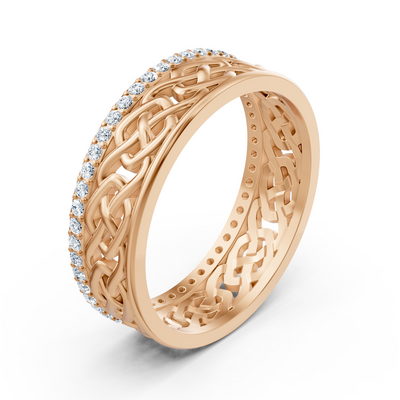 Moderner Rosegold-Ring mit Runddiamanten im Prong-Design