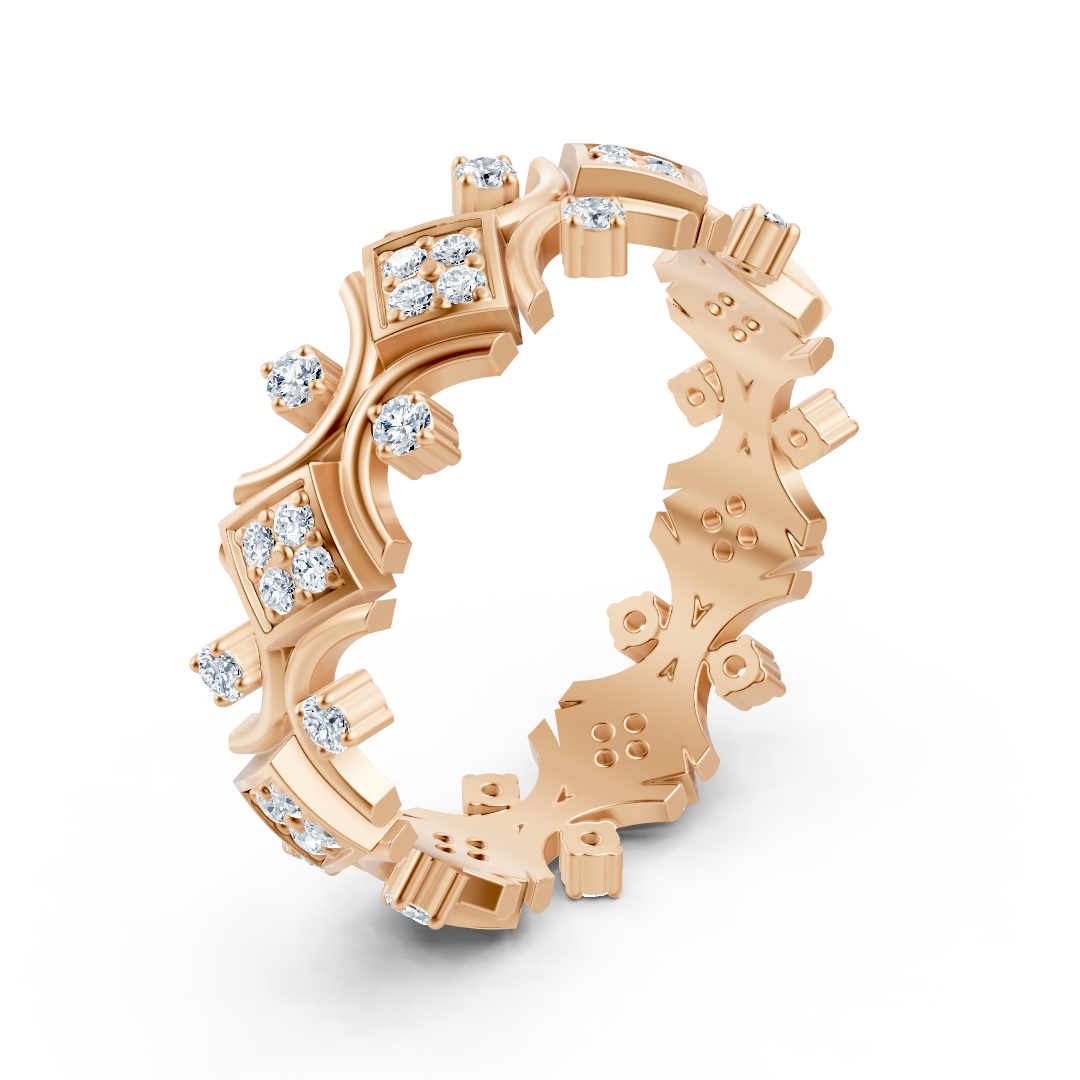 Roségoldring mit Runden Diamanten