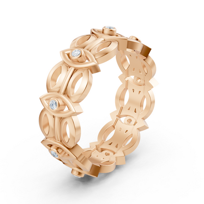 Bezel Setting Diamond Round Rose Gold Ring