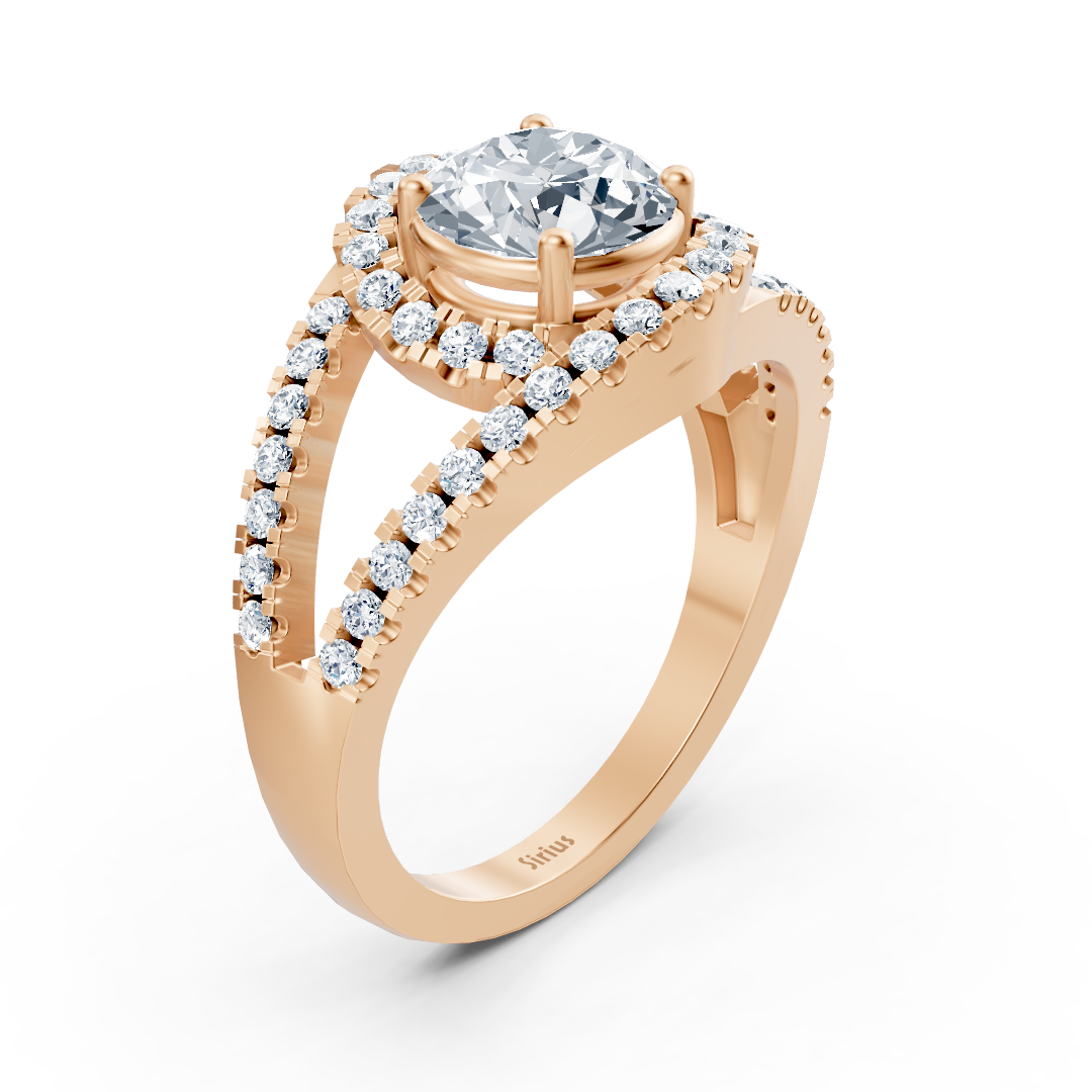Roségoldener Diamant-Halo-Verlobungsring