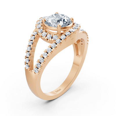 Roségoldener Diamant-Halo-Verlobungsring