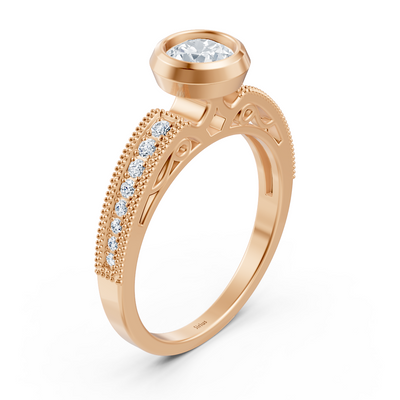 Classic solitaire diamond engagement ring in 14 carat rose gold