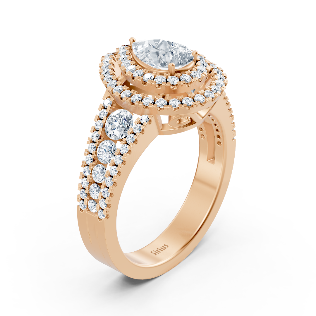 Birgie Halo Diamant & Saphir Verlobungsring Roségold