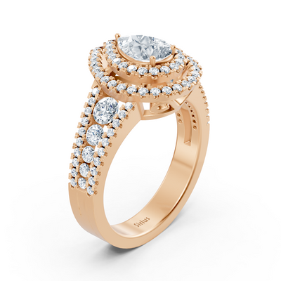 Birgie Halo Diamant & Saphir Verlobungsring Roségold
