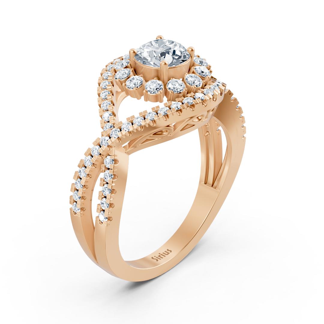 Roségold Diamant Halo Verlobungsring