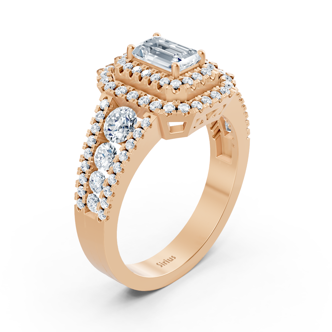 Diamant & Saphir Halo Verlobungsring aus Roségold